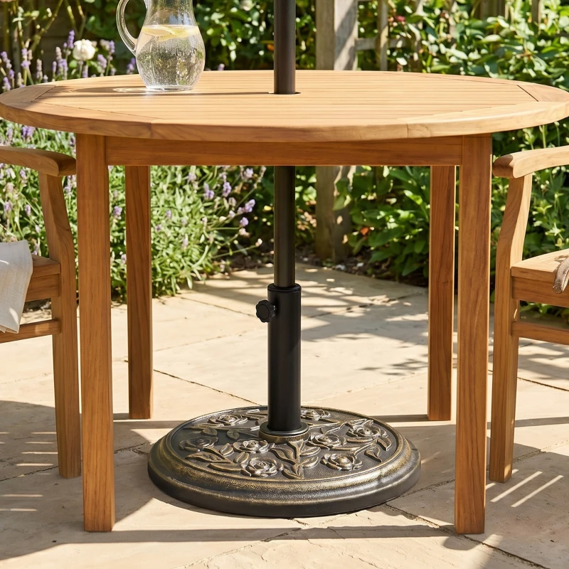 Outsunny 20 lbs Resin Round Patio Umbrella Base 18" Outdoor Decorative Cast Stone Parasol Stand Market Garden Umbrella Holder, Bronze