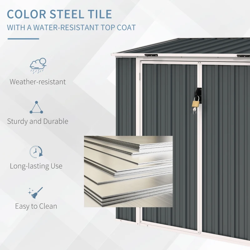 Outsunny 5ft x 3ft Outdoor Storage Shed, Garbage Bin Shed Organizer with Lockable Double Doors and Openable Lid