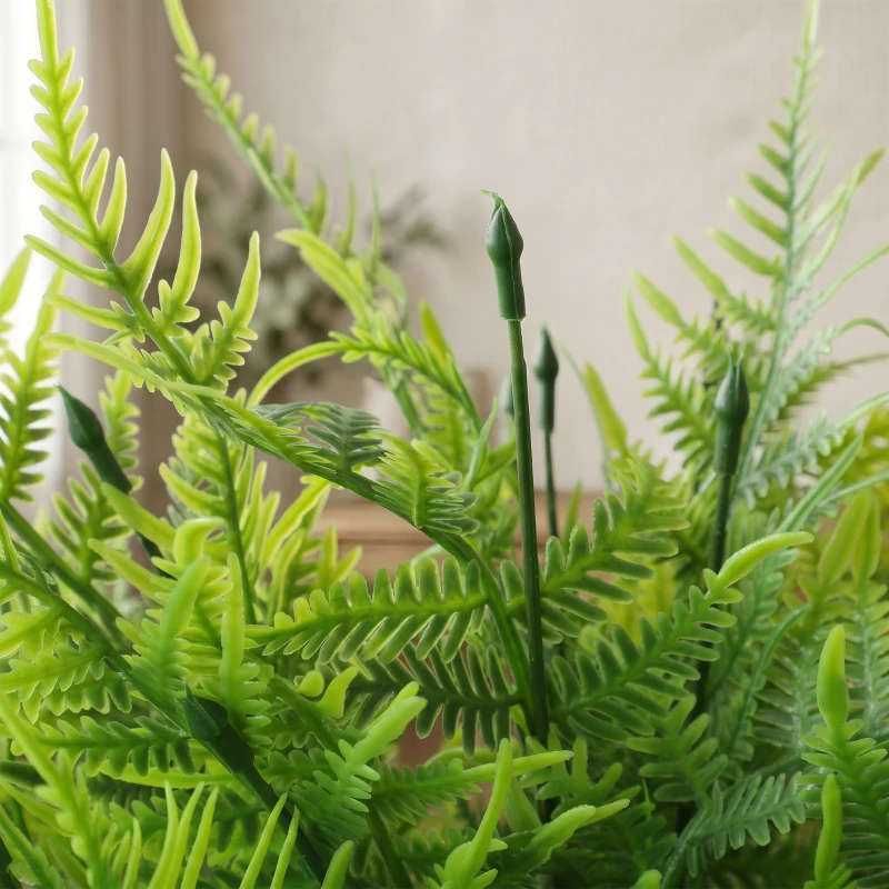 HOMCOM Artificial Boston Ferns UV-Resistant Fake Plants for Indoor Outdoor Decor Set of 2