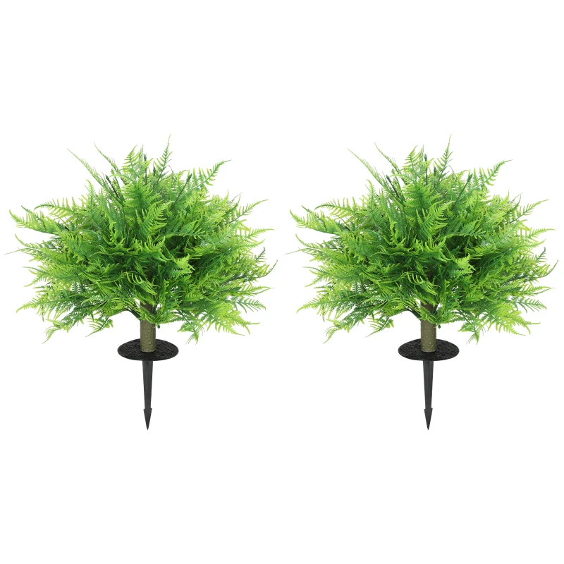 HOMCOM Artificial Boston Ferns UV-Resistant Fake Plants for Indoor Outdoor Decor Set of 2