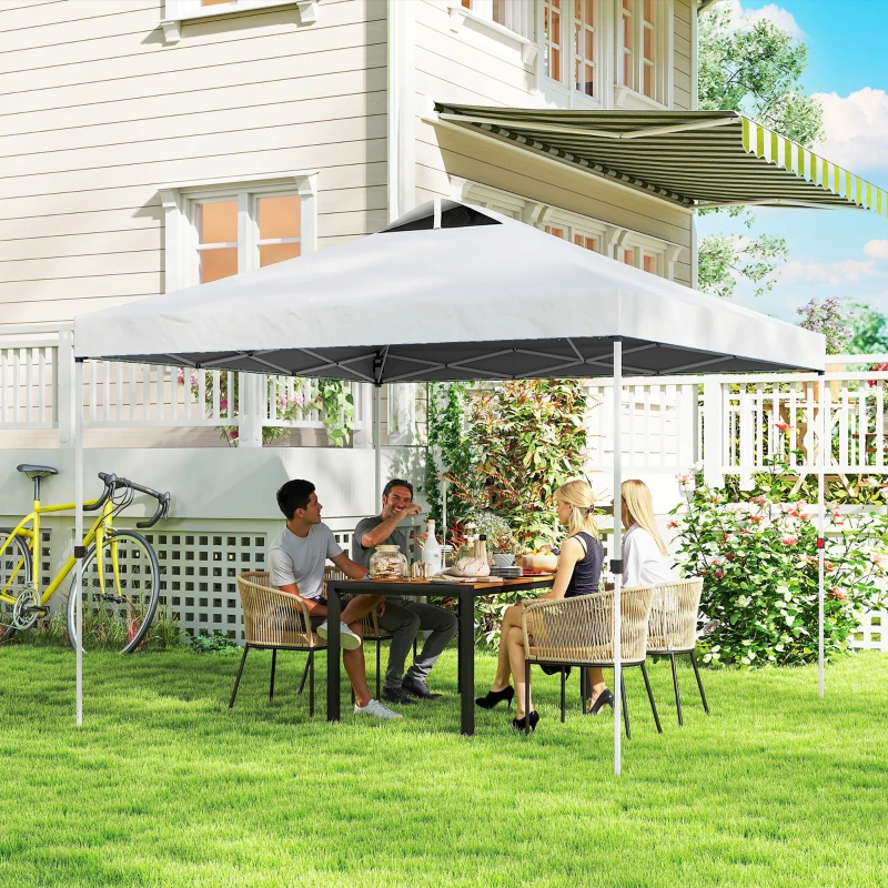 Outsunny Pop Up Canopy Waterproof Canopy Tent with Carrying Bag for Parties Garden BBQs 9.8' x 9.8' White