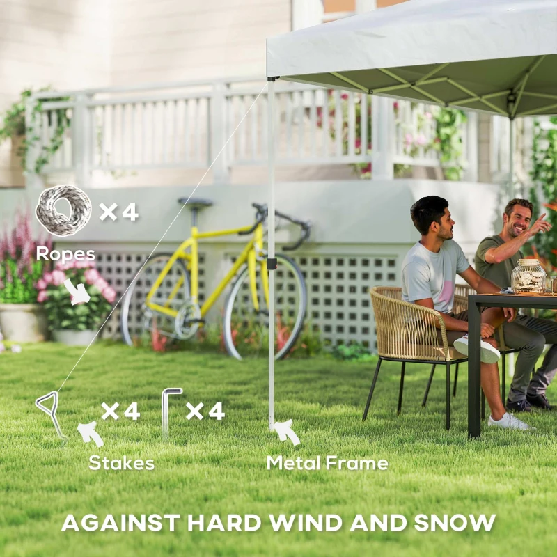Outsunny Pop Up Canopy Waterproof Canopy Tent with Carrying Bag for Parties Garden BBQs 9.8' x 9.8' White
