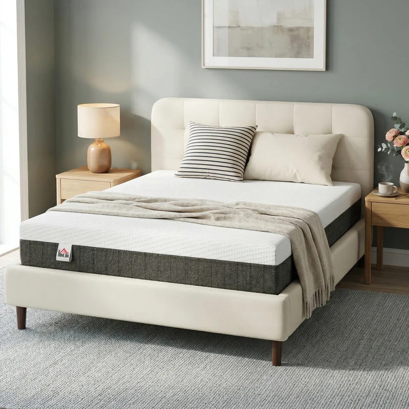 HOMCOM 10 Inch Queen Mattress in a Box, Pressure Relief & Lumbar Support, CertiPUR-US Certified, Medium Firm