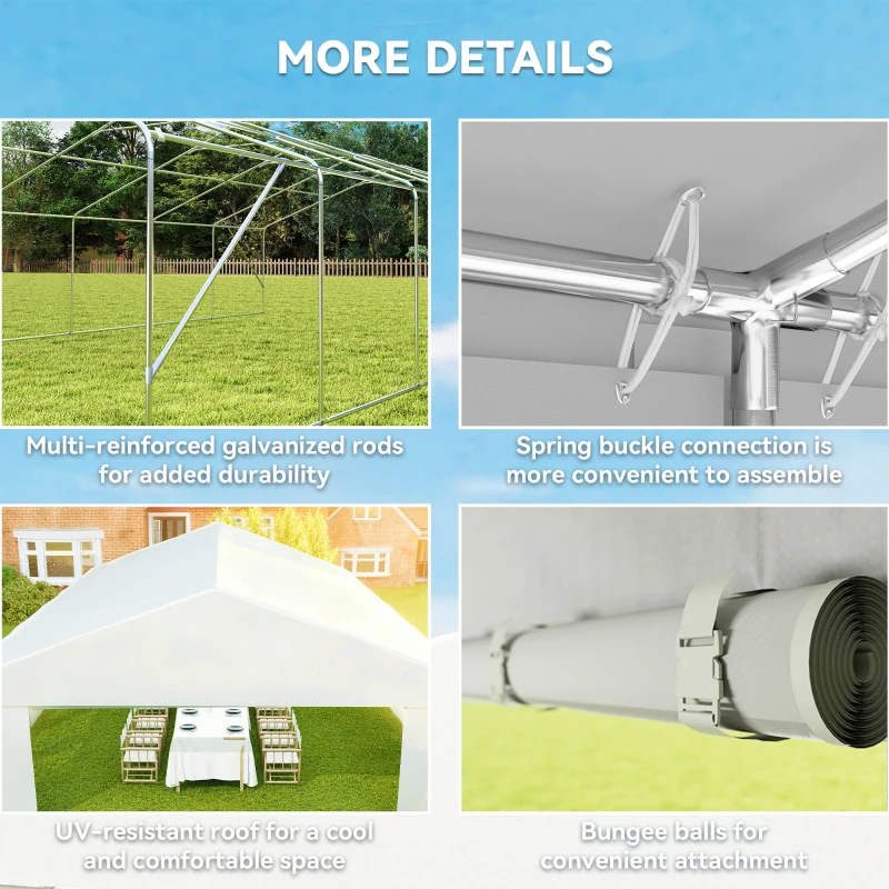 Outsunny 23' x 39' Large Outdoor Carport Canopy Party Tent with Removable Protective Sidewalls & Windows, White