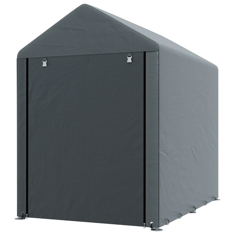 Outsunny 4 x 6ft Outdoor Storage Shed Tent, Portable Shed with Roll-up Door for Motorcycle, Bike, Garden Tools
