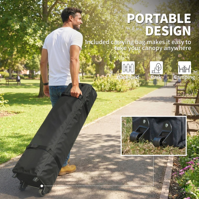 Outsunny 10' x 10' Pop Up Canopy Tent, Instant Sun Shelter, Tents for Parties, with Wheeled Carry Bag, White