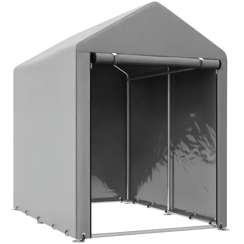 Outsunny 4 x 6ft Outdoor Storage Shed Tent, Portable Shed with Roll-up Door for Motorcycle, Bike, Garden Tools