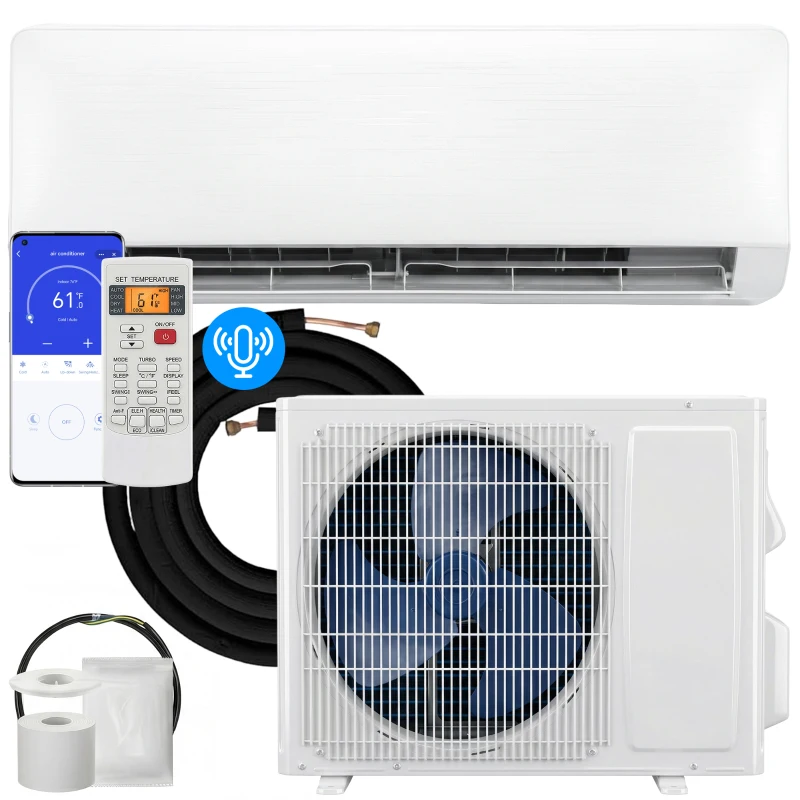 HOMCOM 12000 BTU Mini Split Air Conditioner, 22 SEER2 115V WIFI Enabled Inverter AC Unit Cools up to 750 Sq.Ft