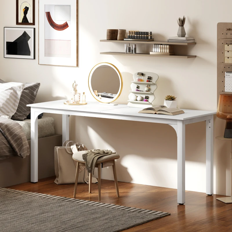 HOMCOM 71" Computer Desk, Desktop Desk with Metal Legs, White