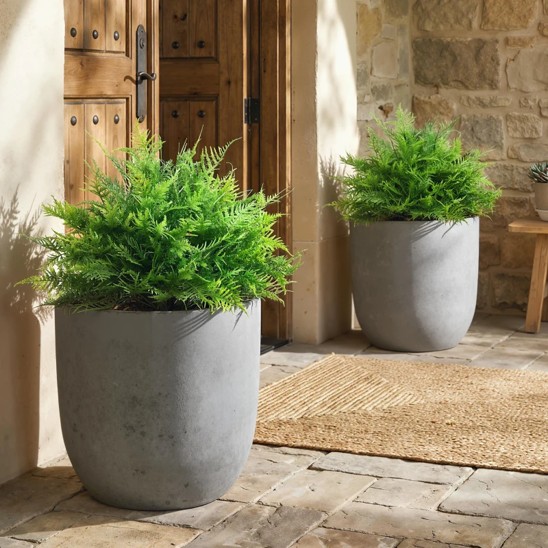 HOMCOM Artificial Boston Ferns UV-Resistant Fake Plants for Indoor Outdoor Decor Set of 2