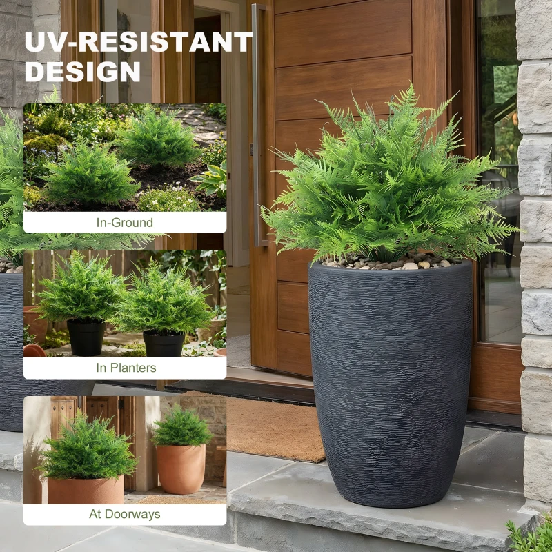 HOMCOM Artificial Boston Ferns UV-Resistant Fake Plants for Indoor Outdoor Decor Set of 2