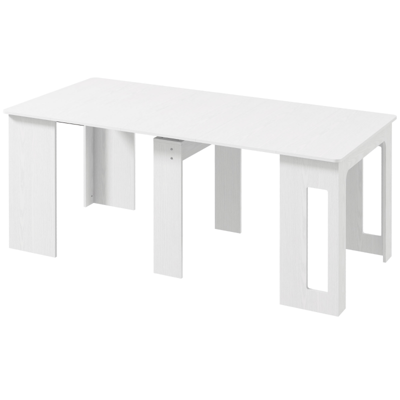 HOMCOM 23.6"-70.9" Extendable Dining Table for 6-8 People, Space-Saving Rectangular Kitchen Table for Small Spaces, Dining Room, Kitchen, Living Room, White