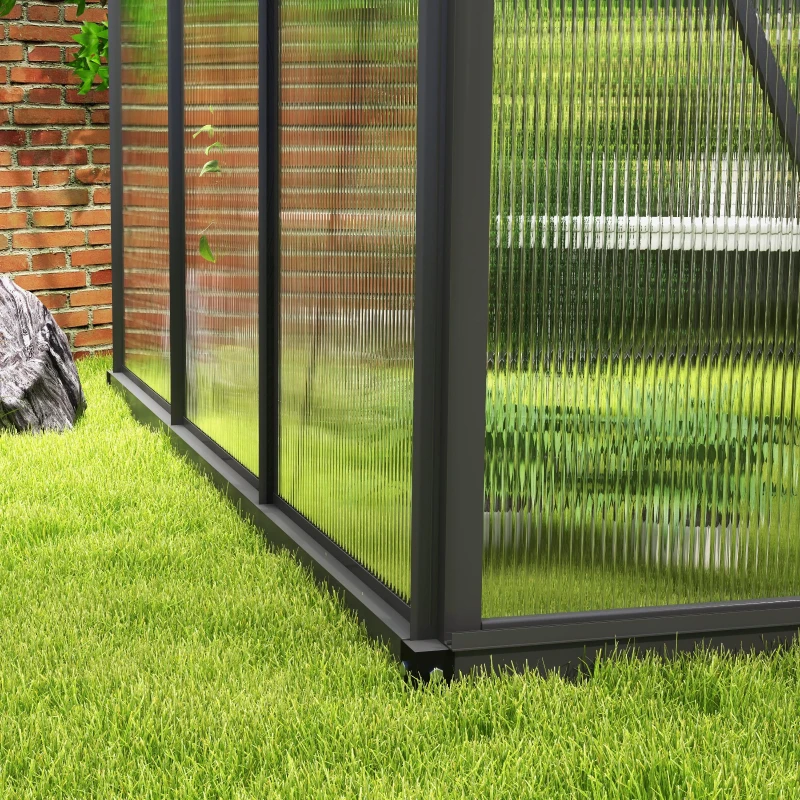 Outsunny Greenhouse Garden, Green House, Outdoor Greenhouse Kit, PC Board with Sliding Door, 6.2' x 6.3' x 6.6', Grey