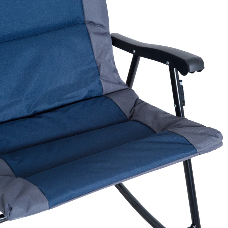 Outsunny Folding Rocking Chair Set of 2 Padded Rockers with Armrest, Navy Blue