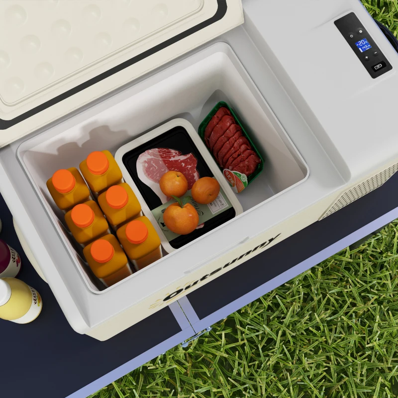 Outsunny 12 Volt Car Refrigerator, 17QT Car Fridge Electric Cooler, 12/24V DC and 100-240V AC, -68℉-50℉, Portable Refrigerator