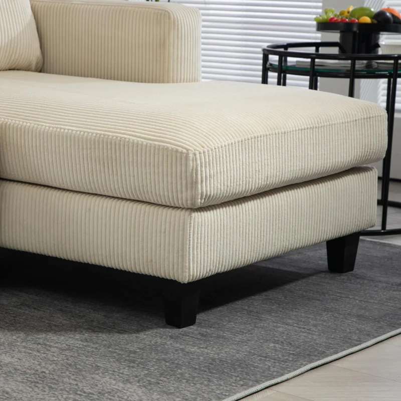 HOMCOM L Shaped Couch, L Shape Sofa with Chaise Lounge and Spring Cushion for Living Room, Bedroom, Beige