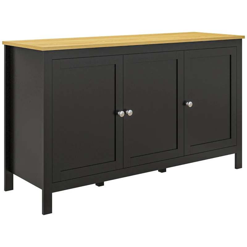 HOMCOM Sideboard, Buffet Cabinet with Doors and Adjustable Shelves for Living Room, Entryway, Black and Natural