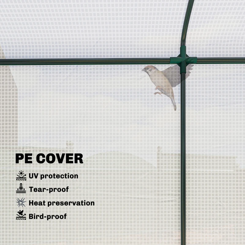 Outsunny Mini Greenhouse, Portable Greenhouse with Roll-Up Door and 2 Mesh Windows, PE Cover, 78.7" x 29.5" x 74", White