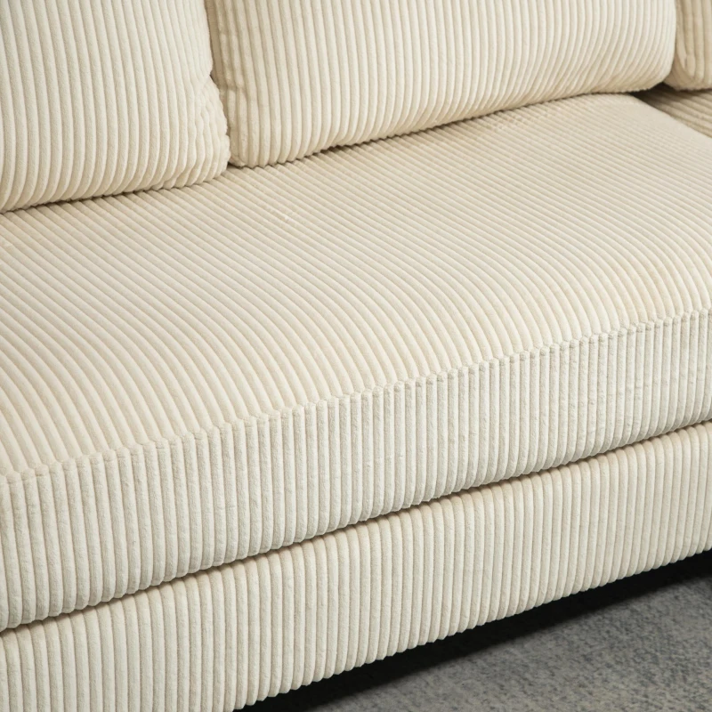 HOMCOM L Shaped Couch, L Shape Sofa with Chaise Lounge and Spring Cushion for Living Room, Bedroom, Beige