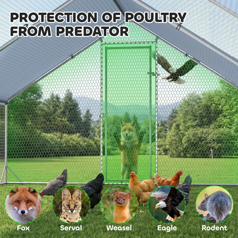 PawHut 9.8' x 26.2' x 6.6' Chicken Coop Cage, Outdoor Hen House w/Cover & Lockable Door