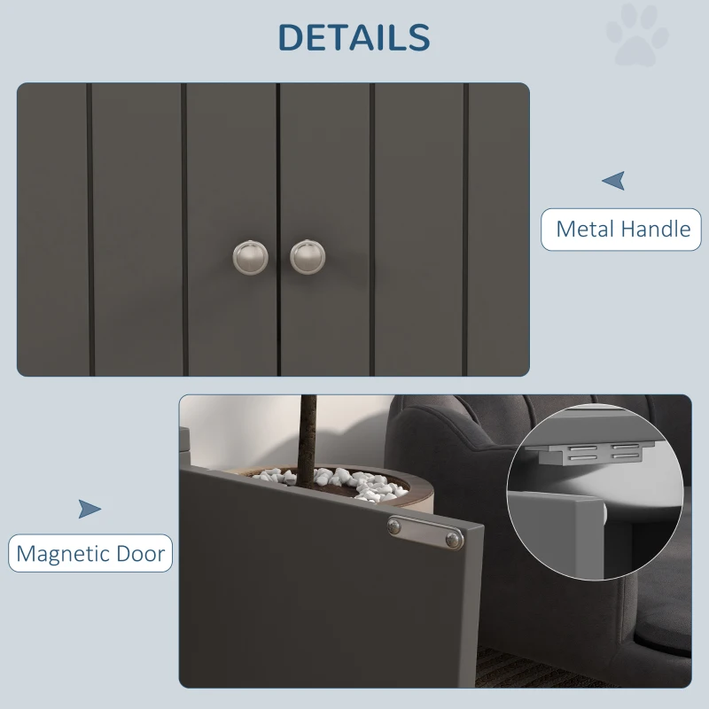 PawHut Elevated Dog Bowls for Large Dogs Pet Feeding Station with Stand, Storage, 2 Stainless Steel Food and Water Bowls, Grey