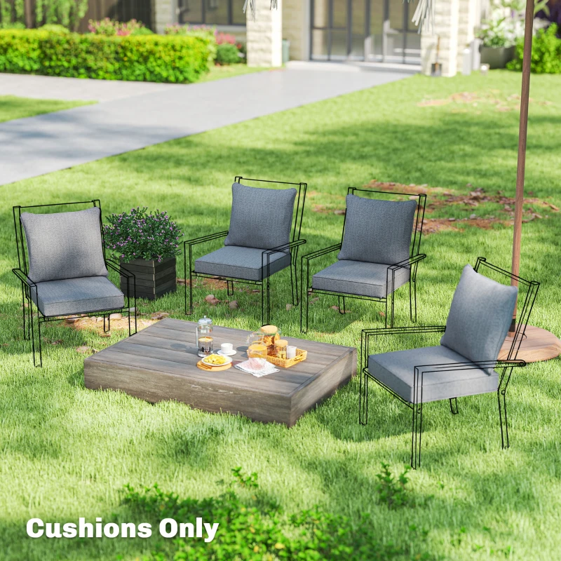 Outsunny Outdoor Chair Cushions Set of 4, Fade Resistant Patio Chair Cushions for Outdoor Furniture, 24" x 24", Grey