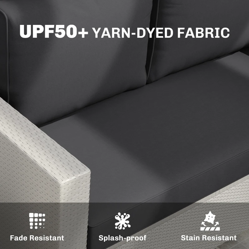 Outsunny 2 Seater Outdoor Seat Cushions with Backrest, Loveseat Double Sofa Outdoor Furniture Cushions, Black