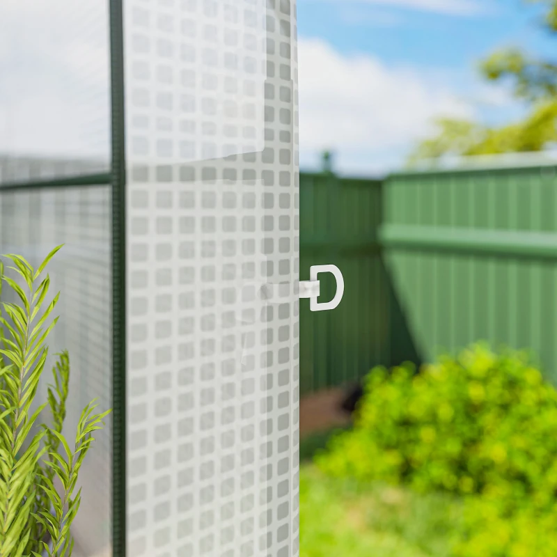 Outsunny Walk-in Mini Greenhouse with Shelves, Portable Outdoor Greenhouse with Roll-up Door, 123 x 187 x 189 cm, White