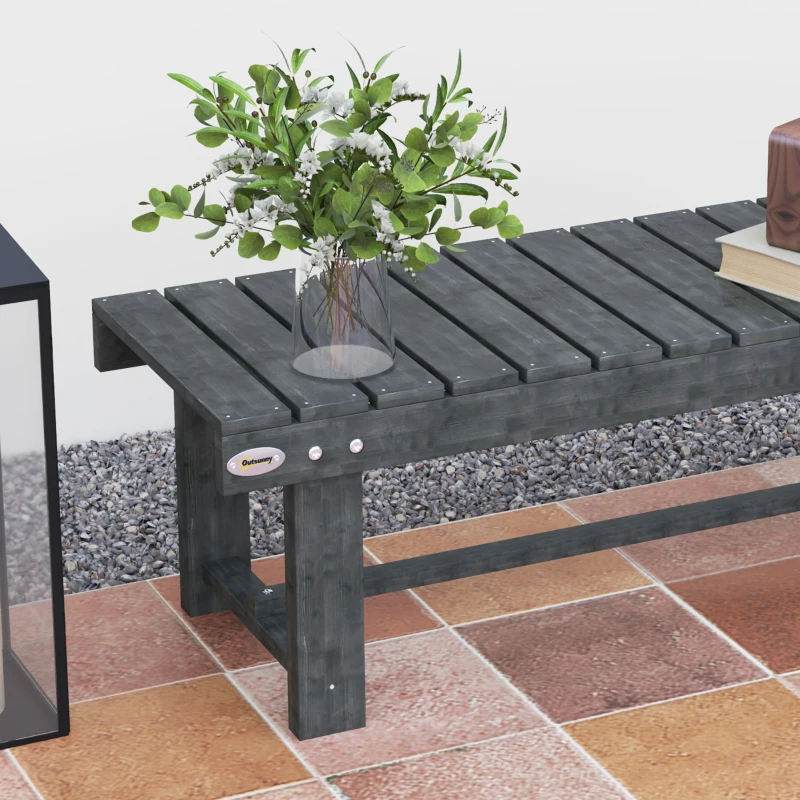 Outsunny Outdoor Garden Bench, Backless Patio Fir Wood Stool, Armless Loveseat, 43.25" x 15" x 13.75", Grey