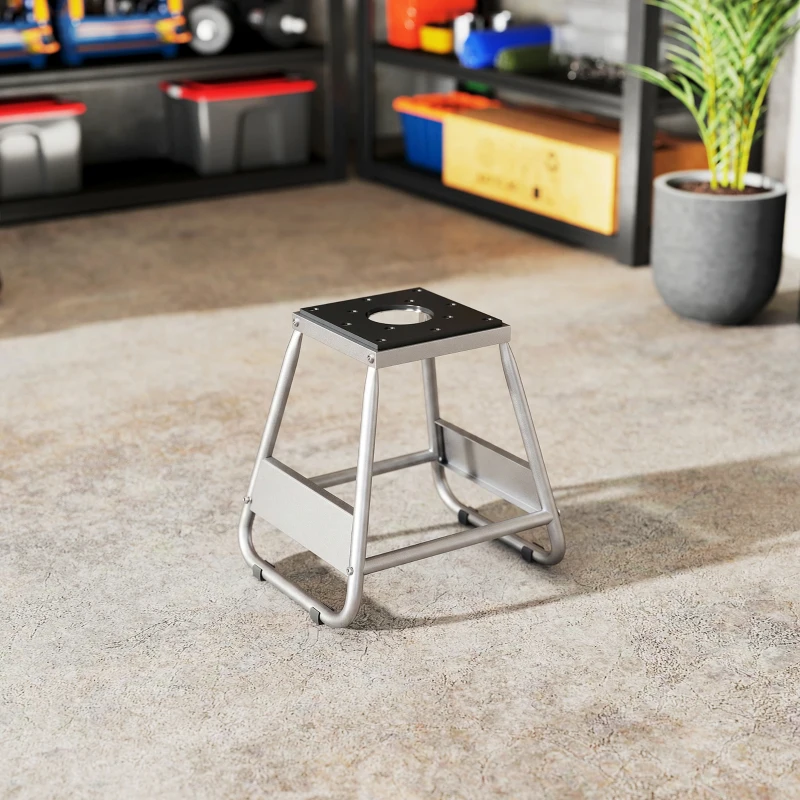 HOMCOM Universal Dirt Bike Stand, 1100 lbs Detachable Anti-Skid Steel Motorcycle Stand with Rubber Platform, Hole, Grey