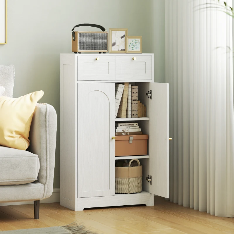 HOMCOM Bathroom Floor Cabinet with 2 Drawers - White