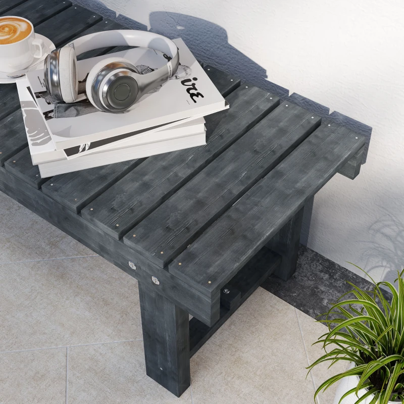 Outsunny Outdoor Garden Bench, Backless Patio Fir Wood Stool, Armless Loveseat, 43.25" x 15" x 13.75", Grey