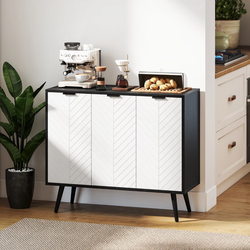 HOMCOM Modern Sideboard and Buffet, Dining Room Cabinet with Adjustable Shelves and 3 Doors, Black