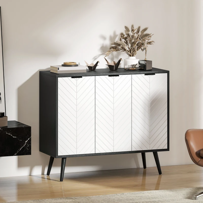 HOMCOM Modern Sideboard and Buffet, Dining Room Cabinet with Adjustable Shelves and 3 Doors, Black