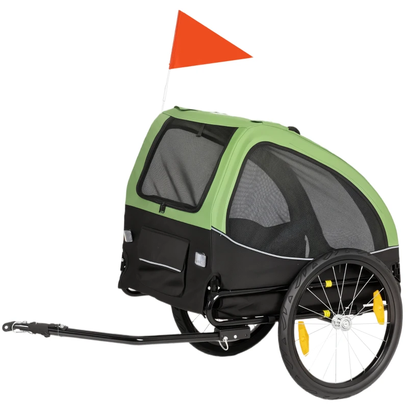 PawHut Dog Bike Trailer, Pet Cart Bicycle Wagon with 20" Wheels and Ventilated Windows, Portable Dog Trailer