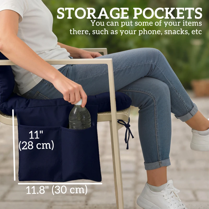 Outsunny Bench Cushion Water-Repellent Outdoor Furniture Pad Seater Swing Chair 59.1" x 39.4" Navy Blue