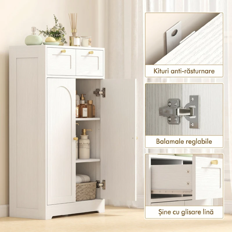 HOMCOM Bathroom Floor Cabinet with 2 Drawers - White