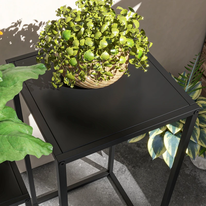 Outsunny Set of 2 Plant Stands, Decorative Flower Display Holder for Living Room Balcony