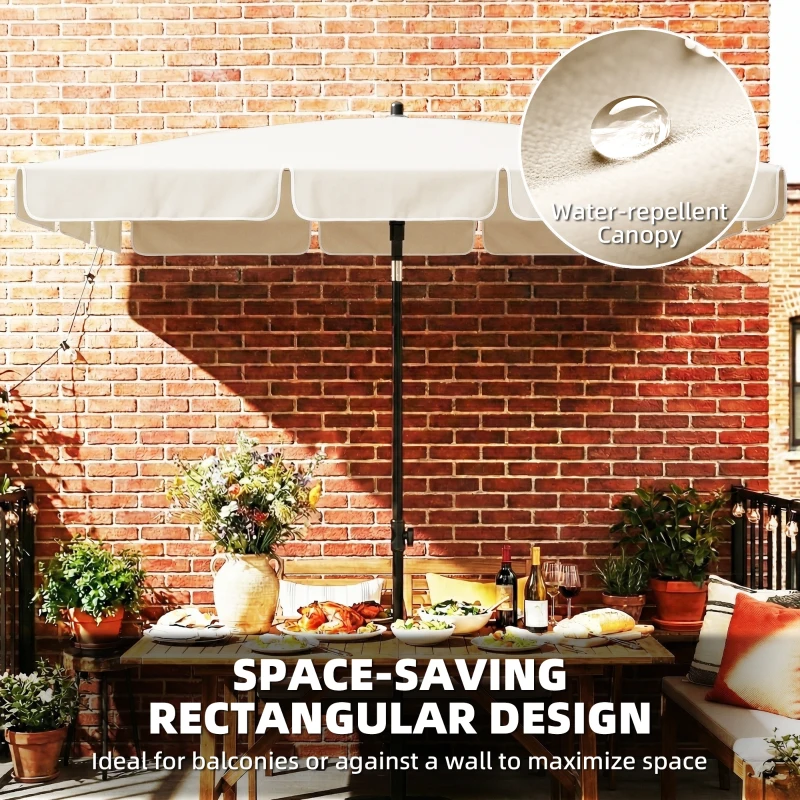 Outsunny 6' x 4' Patio Umbrella with Tilt, Rectangular Outdoor Umbrella for Garden, Beige