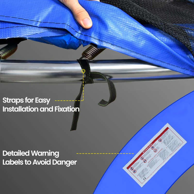 Soozier Trampoline Pad, 14FT Replacement Trampoline Safety Pad Mat Spring Cover, Water-Resistant, UV-Resistant, Tear-Resistant, No Holes for Pole, Blue