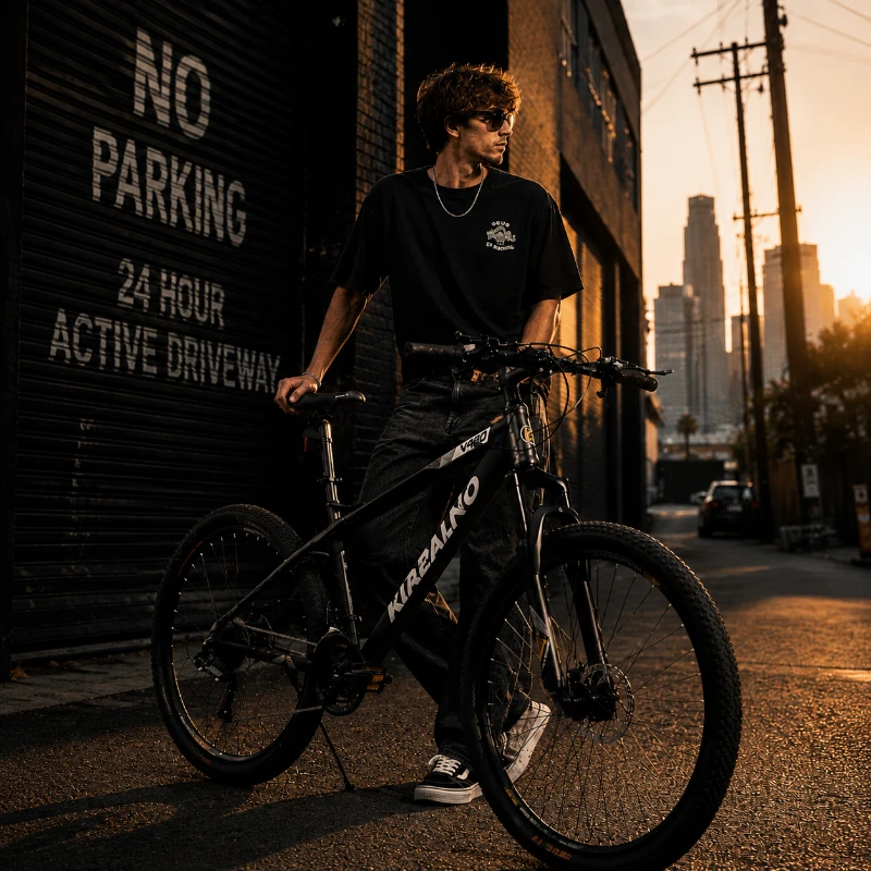 26" Mountain Bike with 21-Speed High-Carbon Steel Frame, Dual Disc Brakes, Adjustable Seatpost, 67" L x 26.5" W x 38.5" H, Black+Gray