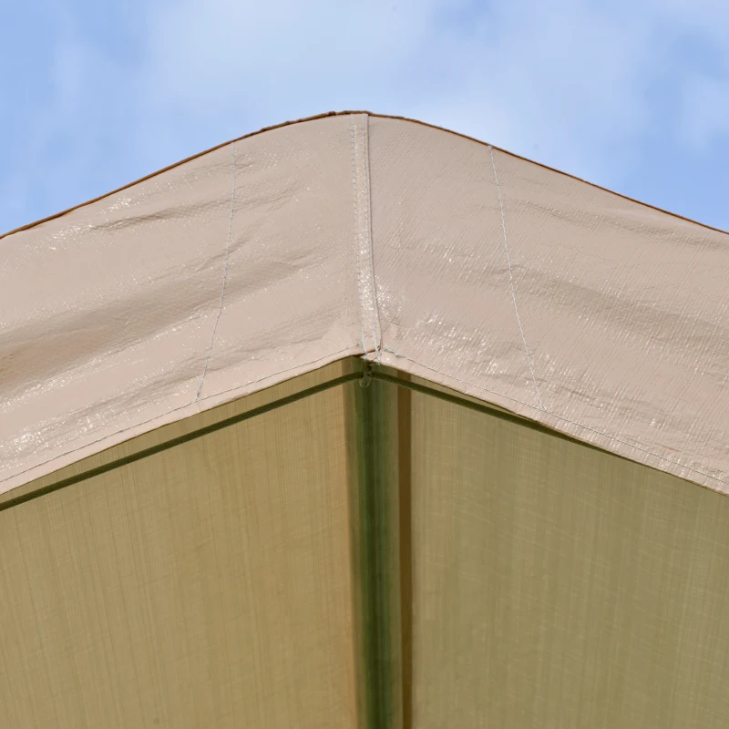 Outsunny 10' x 20' Heavy Duty Outdoor Carport Awning/Canopy with Weather-Fighting Material & Anchor Kit, Brown