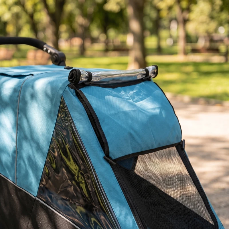 Qaba 3-in-1 Bike Trailer for Kids, Baby Stroller and Jogger, Foldable Child Bicycle Trailer with Reclining Seat, Blue