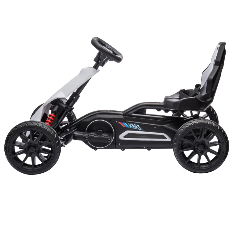 Aosom 12V Electric Go Kart for Kids w/ Adjustable Speed, White