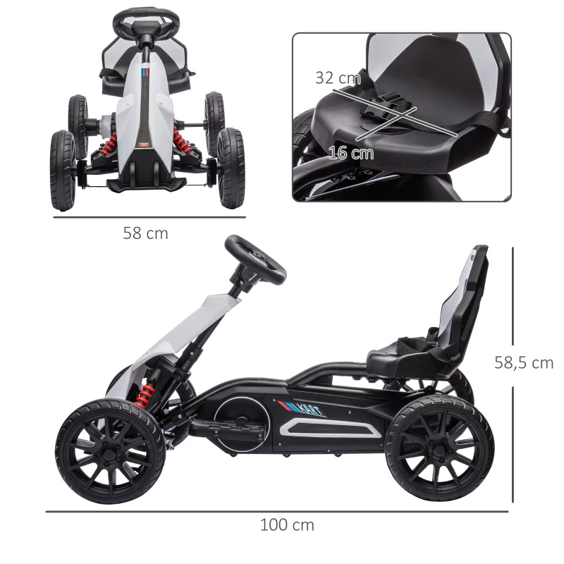Aosom 12V Electric Go Kart for Kids w/ Adjustable Speed, White