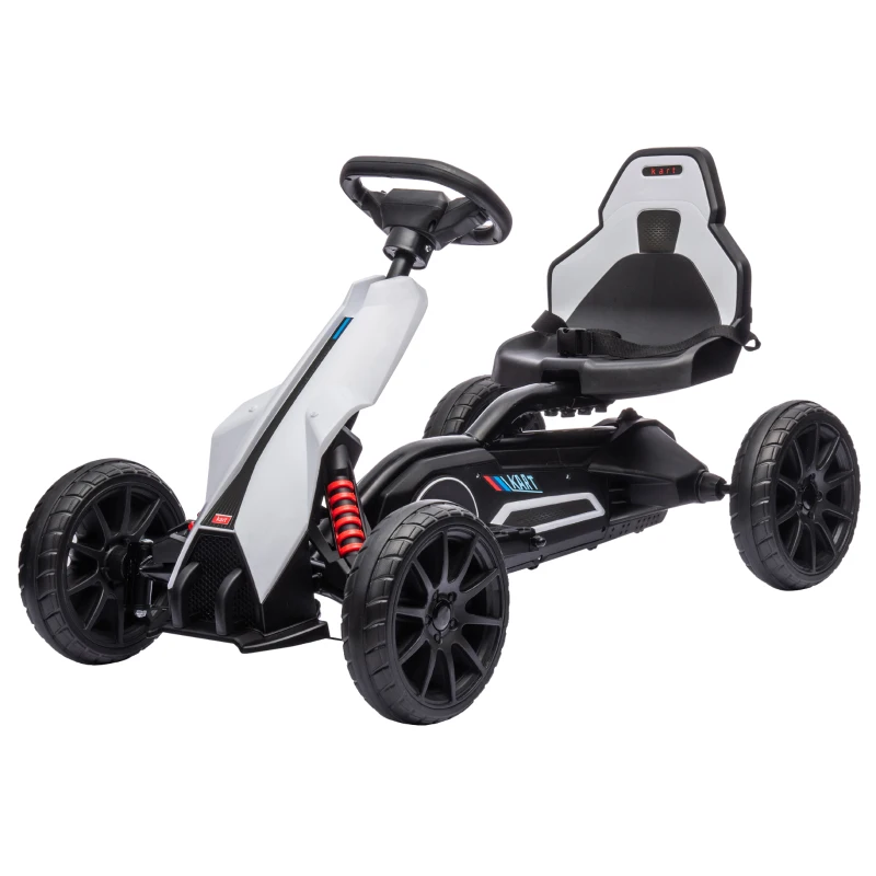 Aosom 12V Electric Go Kart for Kids w/ Adjustable Speed, White