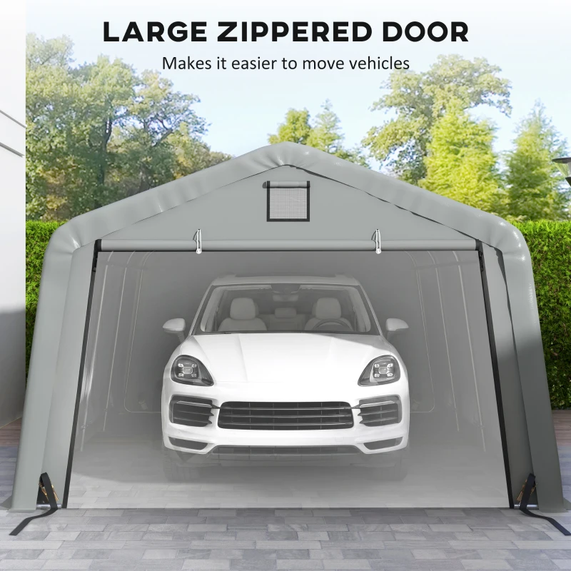 Outsunny 12' x 20' Portable Garage, Heavy Duty Carport Canopy with Ventilation Windows and Large Roll-up Door, Light Grey