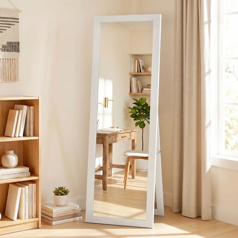 HOMCOM 15" x 62" Full Length Mirror for Bedroom, Free Standing Dressing Mirror, Wall Mirror for Living Room, White
