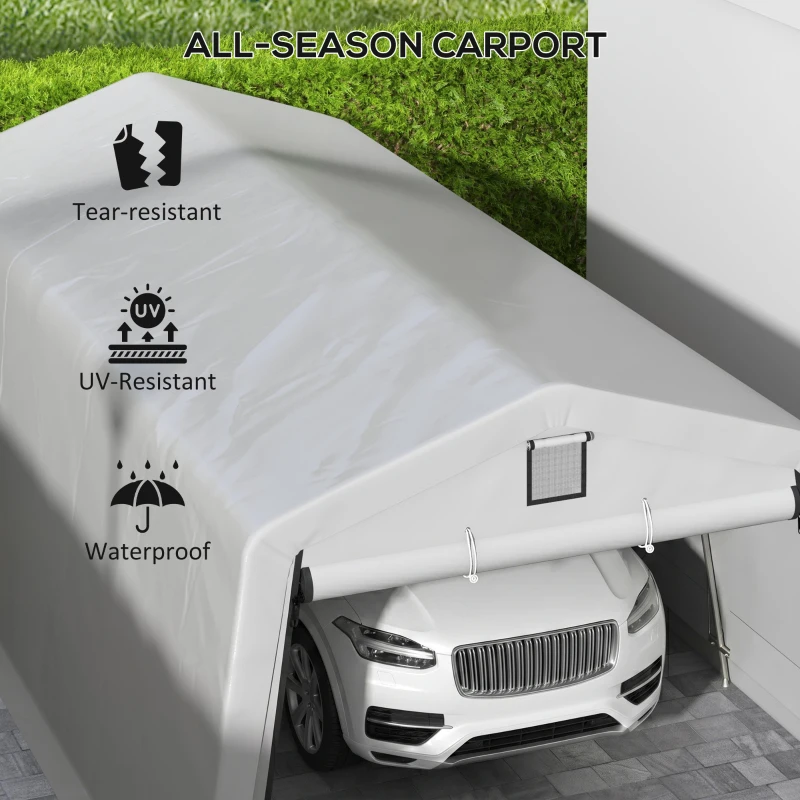 Outsunny 11' x 20' Portable Garage, Heavy Duty Carport Canopy with Ventilation Windows and Large Roll-up Door, Grey