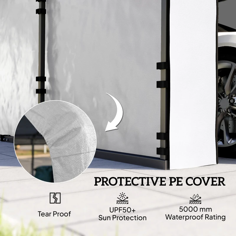 Outsunny Carport Replacement Sidewall Panel for 10' x 15' Carports, UPF50+ Waterproof Replacement Side Wall Cover, White